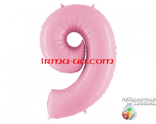 Фольгированная цифра Grabo (1 м) - "9" (розовая)