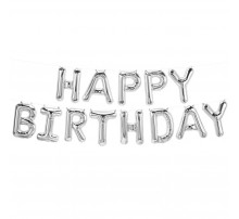 Фольгированная надпись «Happy Birthday» серебро