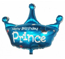 Фольгированная фигура Китай  «Корона Happy Birthday Prince синяя» 94см*85см