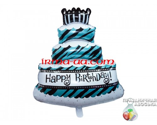 Фольгированная фигура Китай «Торт Happy Birthday черно-мятный» 85см*60см