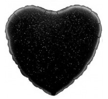 Фольгированный Шар Китай «Сердце голограмма» черное 18`