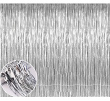 Декоративная шторка для фотозоны - серебро 1*2 м