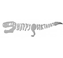 Вывеска "Динозавр Happy Birthday" серебро