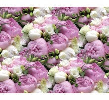 Упаковочная Бумага (5 листов) "Бутон.Пионы розовые, белые" (70*100 см)