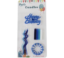 Свечи для торта "Happy Birthday" (F18) голубые