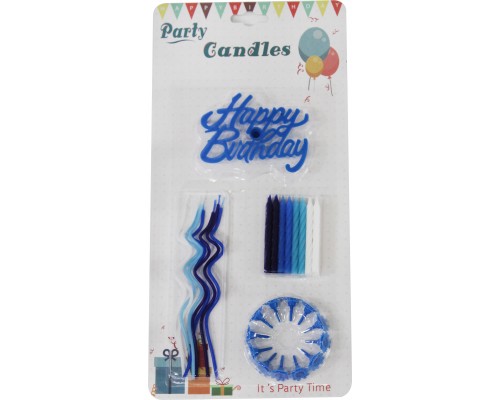 Свечи для торта "Happy Birthday" (F18) голубые Акція