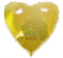 Фольгированное Сердце Китай - голограмма золото 18`