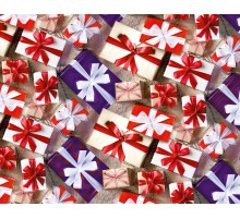 Упаковочная Бумага (5 листов) "Белые и фиолетовые подарки с бантами" (70*100 см)