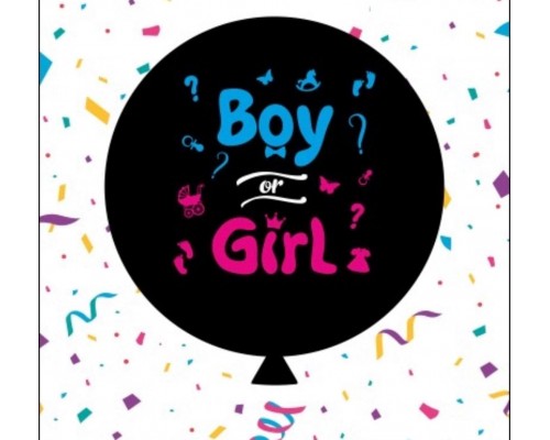 Куля-сюрприз латексна Belbal з печаткою "BOY? or GIRL?" 30' (80 см)- чорний