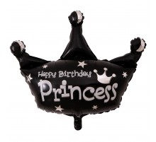Фольгированная фигура (Китай) "Корона Happy Birthday Princess" - черная