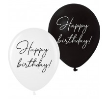 Латексный Шар Sharoff (BelBal) "Happy Birthday Classic " 12` (25 шт.) черный/белый