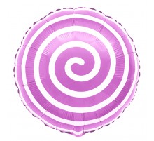 Фольгированный Круг Китай «Спиралька» - розовый 18'