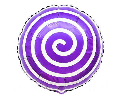 Фольгированный Круг Китай «Спиралька» - фиолетовый 18'