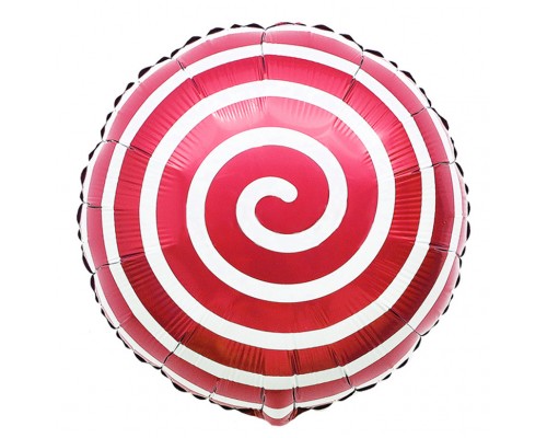 Фольгированный Круг Китай «Спиралька» - красный 18'