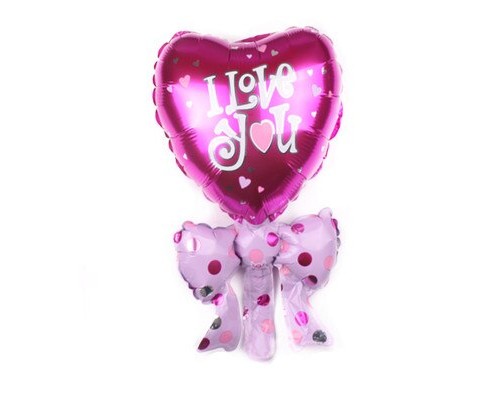 Фольгированный шар мини-фигура Китай «Сердечко с бантиком. I Love You»