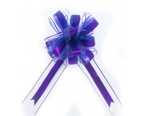 Бант подарочный, затяжной - фиолетовый металлик