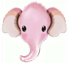 Фольгированный шар фигура Flexmetal "Голова Слоника" - розовая
