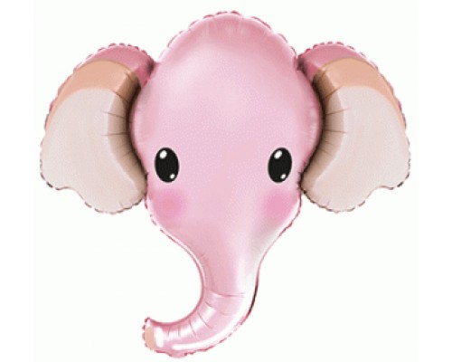 Фольгированный шар фигура Flexmetal "Голова Слоника" - розовая