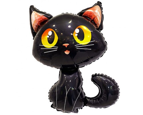 Фольгированный шар фигура Flexmetal "Черный кот" 