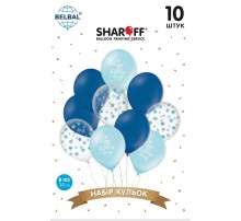 Набір латексних куль Sharoff "Happy Birthday. синій з блакитним" (10 шт.)