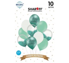 Набір латексних куль Sharoff "Happy Birthday. Тіффані + білий" (10 шт.)