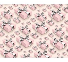 Упаковочная Бумага (5 листов) "Розовые подарки.Серебряный бант" (70*100 см)