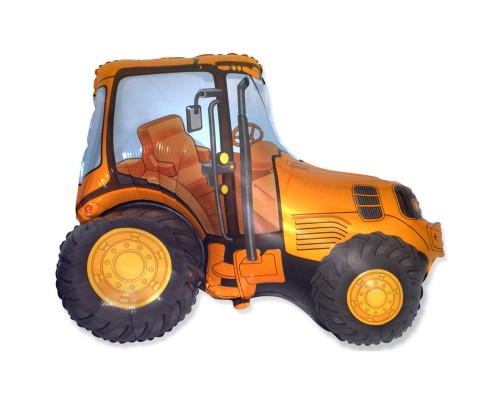 Фольгированный шар фигура Flexmetal "Трактор оранжевый" 