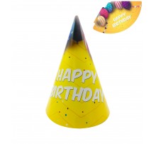 Колпак 20 см «Happy Birthday. Цветные шары на желтом» 