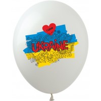 Шар Арт-Show "I Love Ukraine" 12" 1cт.(красная надпись)