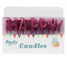 Свечи-буквы в торт "Happy Birthday" бордовый (перламутр)