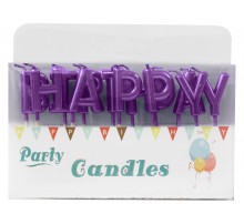 Свечи-буквы в торт "Happy Birthday" фиолетовые (перламутр)