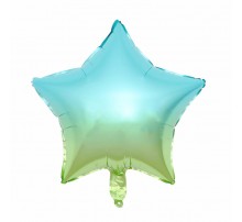 Фольгированный Шар Звезда 18` "Омбре" Китай - зелено-голубой