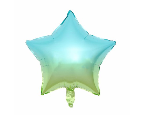 Фольгированный Шар Звезда 18` "Омбре" Китай - зелено-голубой