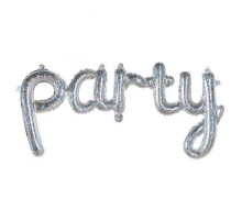 Фольгированная надпись "Party" - серебро (голограмма)