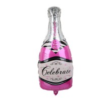 Фольгированный Шар Фигура Китай "Бутылка Шампанского" - розовая