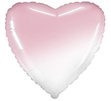 Фольгированный Шар Сердце Flexmetal "Омбре" - бело-розовый 18'