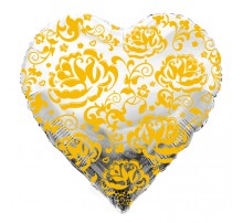 Шар Арт-SHOW Сердце фольгированное «Золотые розы» 18'(45 см)