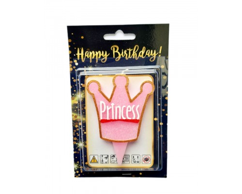 Свеча в торт «Принцесса розовая» корона большая  АКЦІЯ