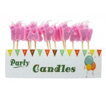 Свечи в торт H227-4 буквы «Happy Birthday» розовые с блестками ☆ АКЦІЯ