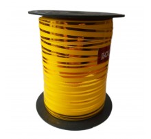 Лента-тесьма для шаров "Боско" - желтая с золотой полоской 1 см (50 м)