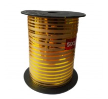 Лента-тесьма для шаров "Боско" - бежевая с золотой полоской 1 см (50 м)