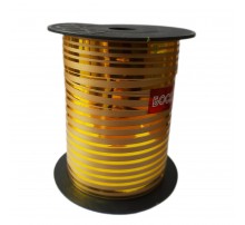 Лента-тесьма для шаров "Боско" - бежевая с золотой полоской 1 см (50 м)