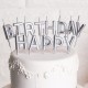 Свечи-буквы в торт "Happy Birthday" серебро перламутр ☆