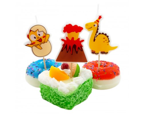 Свічки у торт набір динозавр, вулкан, яйце (3 шт.) ☆  АКЦІЯ