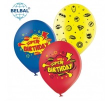 Латексна кулька BelBal "Super Birthday" 25 шт. 2ст. 30см.