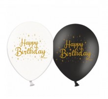 Латексні кульки Belbal Happy Birthday золото (мікс) 30 см 12" (25 шт.)