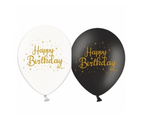 Латексні кульки Belbal Happy Birthday золото (мікс) 30 см 12" (25 шт.)