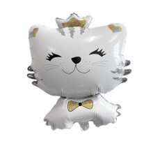 Фольгована кулька (фігура) Китай Котик білий з короною