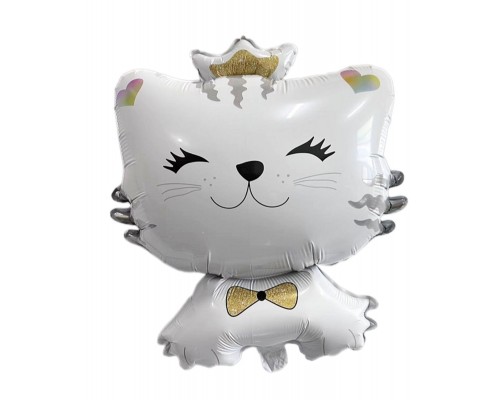 Фольгована кулька (фігура) Китай Котик білий з короною