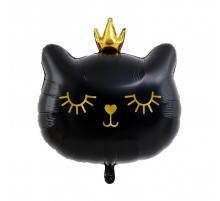 Фольгована кулька (фігура) Китай Голова Кішки чорна з короною 73 см.*62 см.
